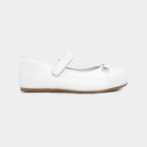 Sapato Boneca Infantil Feminino Couro Laço Duplo - BRANCO