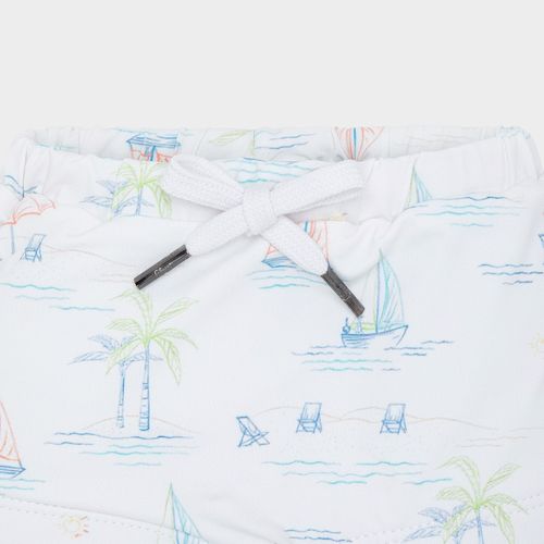 Sunga de Bebê Masculina com Proteção UV50+ Estampa Colorir - BRANCO