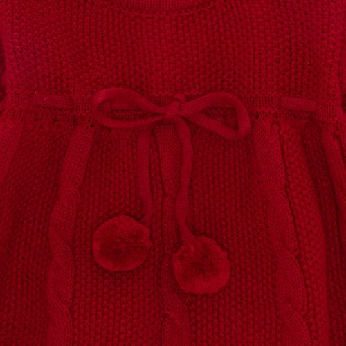 Saída de Maternidade Feminina Tricot com Laço de Pompom - VERMELHO