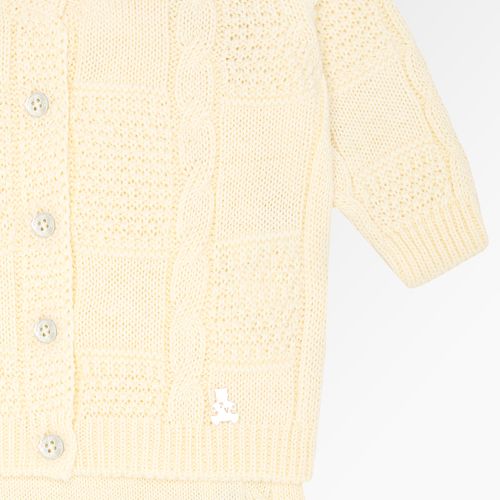 Saída de Maternidade Masculina Tricot Quadrados Ponto Trança - AMARELO PÓ