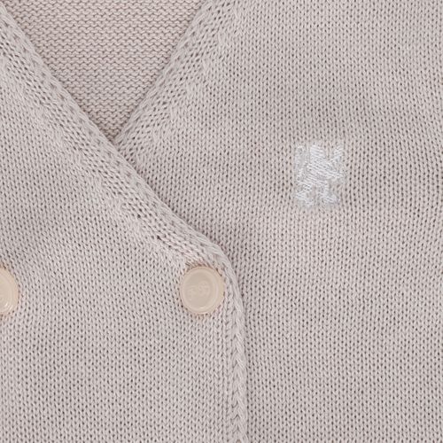 Saída de Maternidade Masculina Tricot Paletó Transpassado - BCO/ KAKI