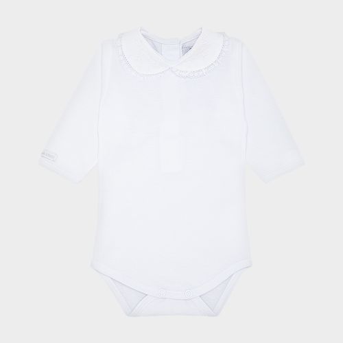 Body de Bebê Feminino Manga Longa Ramo de Flores - BRANCO