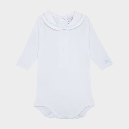 Body de Bebê Unissex Manga Longa com Bordado em X - AZUL BB