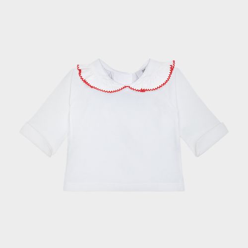 Pagão de Bebê Feminino Manga Longa Bordado Picueta - VERMELHO