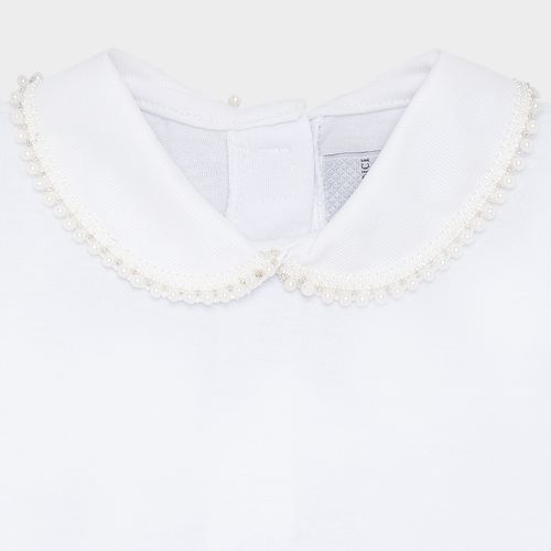 Body de Bebê Feminino Manga Longa com Pérolas - BRANCO
