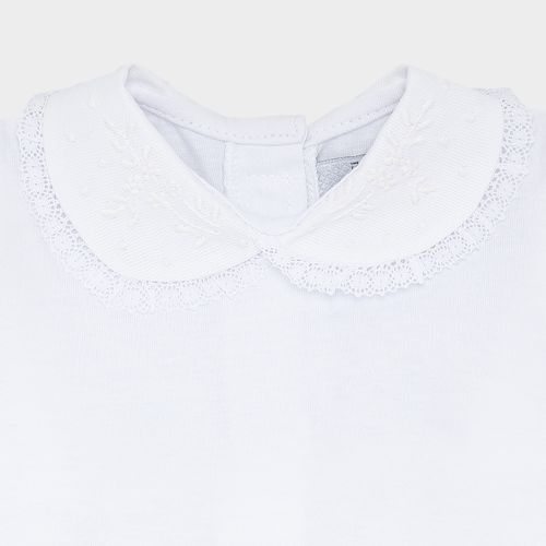 Body de Bebê Feminino Manga Longa Ramo de Flores - BRANCO