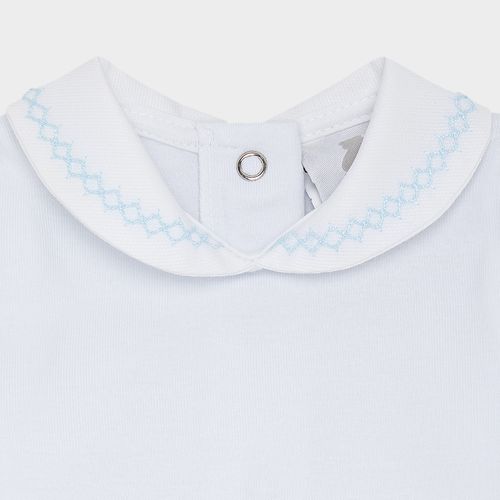 Body de Bebê Unissex Manga Longa com Bordado em X - AZUL BB
