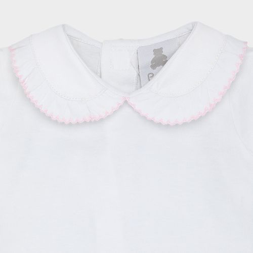 Pagão de Bebê Feminino Manga Longa Bordado Picueta - ROSA