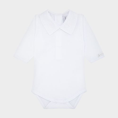 Body de Bebê Unissex Manga Longa Medalhão - BRANCO