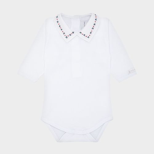 Body de Bebê Masculino Manga Longa com Bordado em X - VRM/AZM