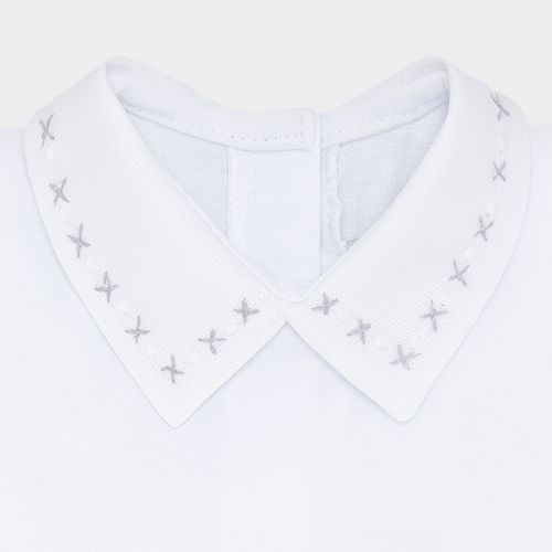 Body de Bebê Masculino Manga Longa com Bordado em X - PRATA/BCO