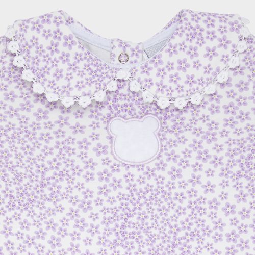 Macacão de Bebê Feminino Longo Egípcio Gold Liberty Fabrics Daisy - LILAS