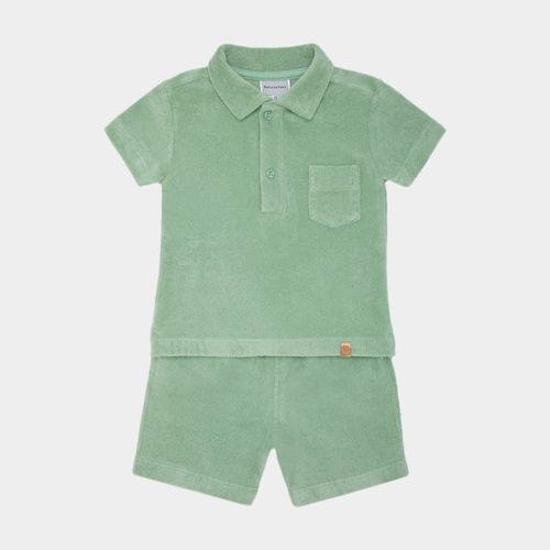 Conjunto de Bebê Masculino Camiseta Polo com Bermuda Atoalhado - VERDE