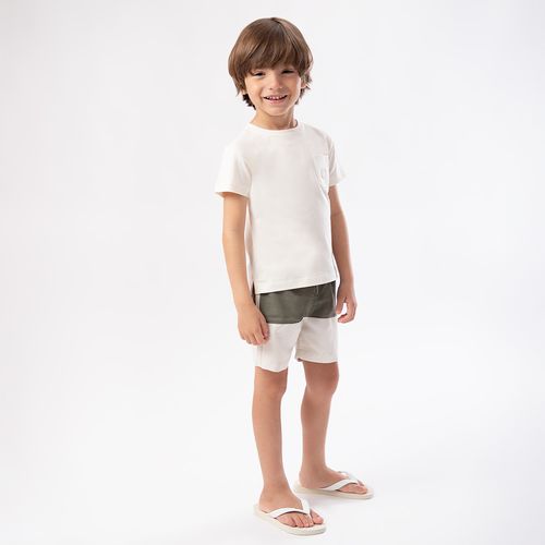 Bermuda de Praia de Bebê Masculina com Frisos - VERDE