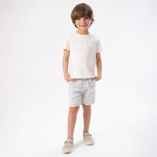 Bermuda de Bebê Masculina Listrada com Bolsos - AZUL