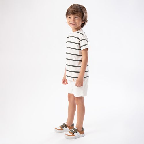 Bermuda de Bebê Masculina Moletom com Bolso - OFF WHITE