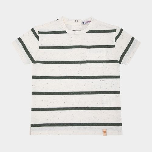 Camiseta de Bebê Masculina Manga Curta Listrada Malha - VERDE