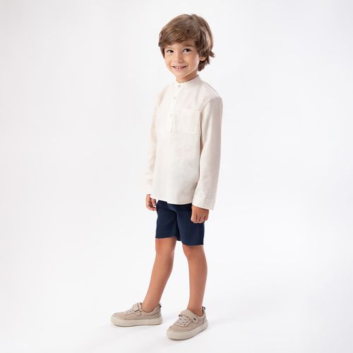 Bata de Bebê Masculina Manga Longa com Bolso - KAKI
