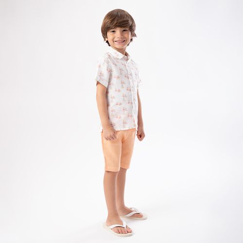 Bermuda de Bebê Masculina Puro Linho - BEGE