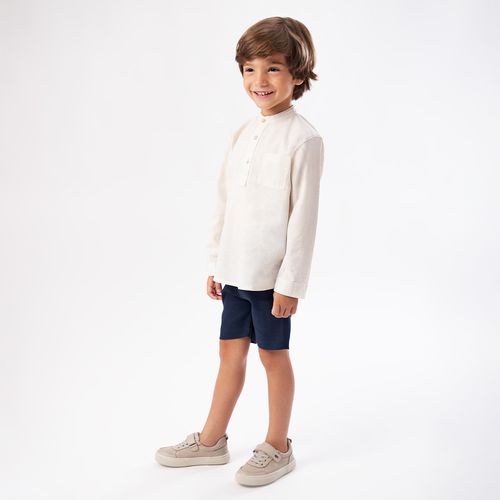 Bermuda de Bebê Masculina Puro Linho com Bolso - AZUL MARINHO