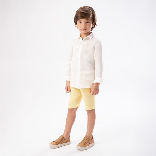 Bermuda de Bebê Masculina Puro Linho - AMARELO