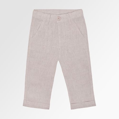 Calça de Bebê Masculina Puro Linho com Bolso - KAKI