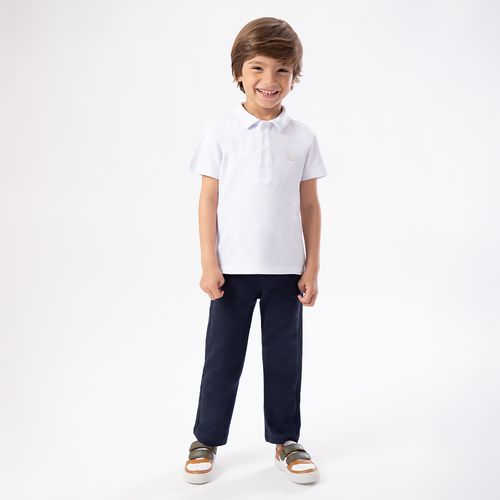 Camiseta Polo de Bebê Masculina Manga Curta Piquet - BRANCO