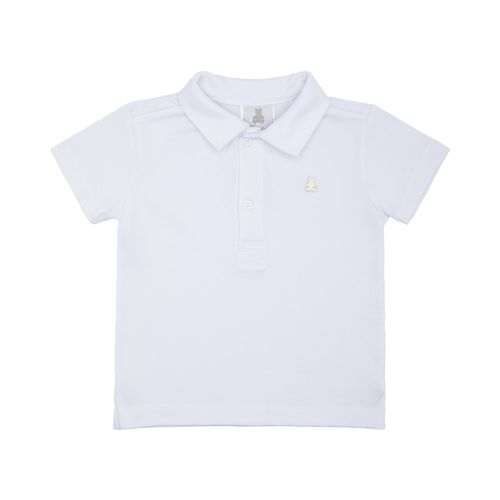 Camiseta Polo de Bebê Masculina Manga Curta Piquet - BRANCO