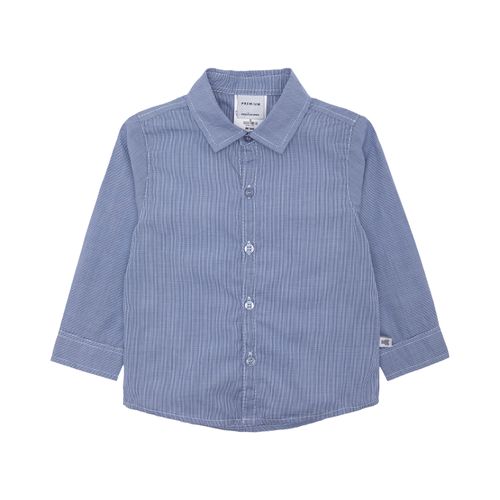 Camisa de Bebê Masculina Manga Longa Tricoline Fio 100 - AZUL MARINHO