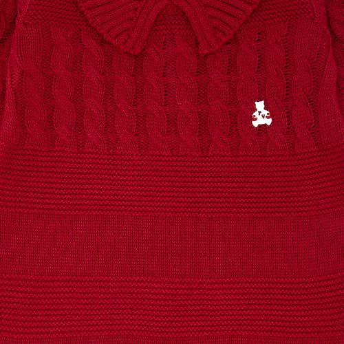 Saída de Maternidade Masculina Tricot Gola Polo - VERMELHO