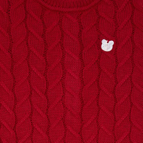 Saída de Maternidade Masculina com Manta Tricot Ponto Trança - VERMELHO