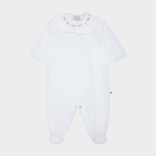 Macacão de Bebê Feminino Longo Egípcio Gold Fio 50 Ponto Smock - BRANCO
