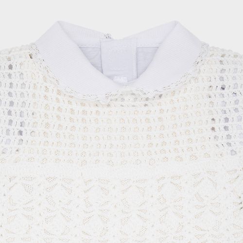 Saída de Maternidade Completa Feminina Tricot Ponto Quadradinhos - BRANCO