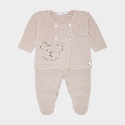 Saída de Maternidade Masculina Tricot Ursinho Bimbi - KAKI