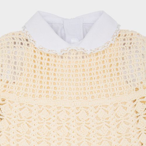 Saída de Maternidade Completa Feminina Tricot Ponto Quadradinhos - AMARELO
