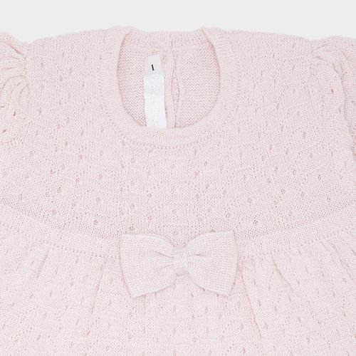 Saída de Maternidade Feminina Vestido com Manta Tricot Rendado - ROSA PASTEL