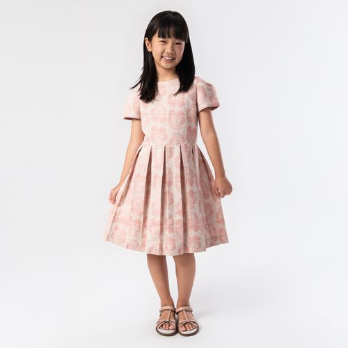 Vestido Infantil Feminino Jacquard Rosas - ROSA