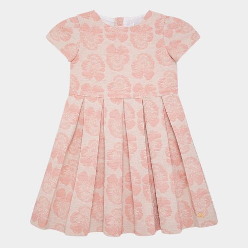 Vestido Infantil Feminino Jacquard Rosas - ROSA