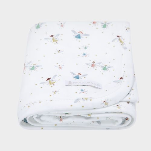 Manta de Bebê Egípcio Gold Fio 50 Estampa Fada - BRANCO