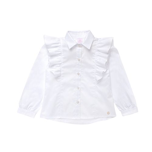 Bata Infantil Feminina Manga Longa Ravel com Babados - BRANCO