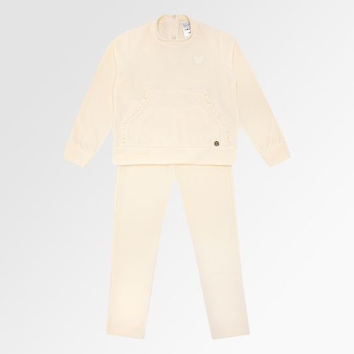 Conjunto Infantil Feminino Plush com Bolso - OFF WHITE