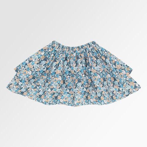 Saia Infantil Feminina Fustão Estampa Royals com Babados - AZUL