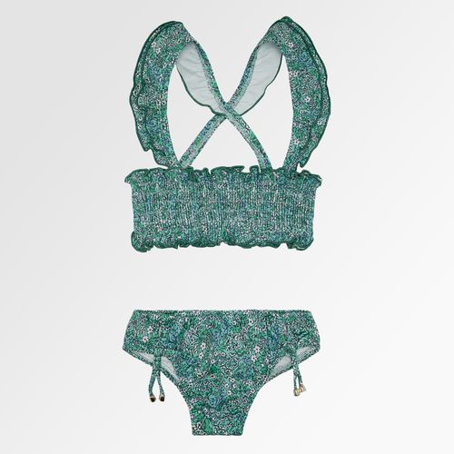 Biquíni Infantil Feminino com Proteção UV50+ Estampa Picnic - VERDE