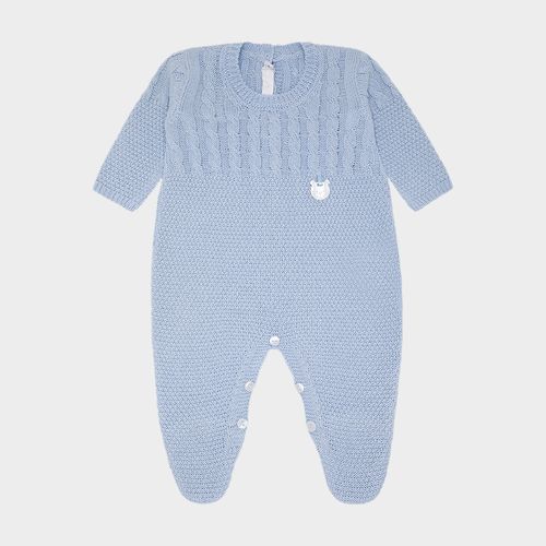 Saída de Maternidade Unissex Tricot Ponto Trança - AZUL