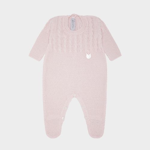 Saída de Maternidade Unissex Tricot Ponto Trança - ROSA PASTEL