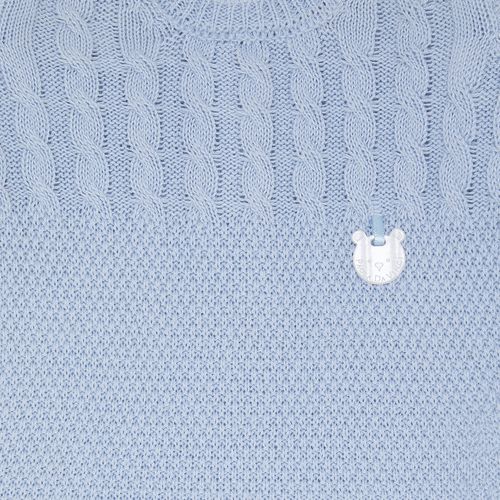 Saída de Maternidade Unissex Tricot Ponto Trança - AZUL