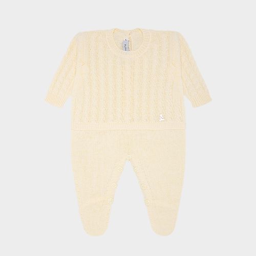 Saída de Maternidade Tricot Trança - AMARELO