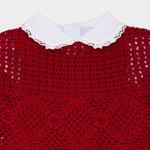Saída de Maternidade Feminina Completa Tricot em Crochê - VERMELHO