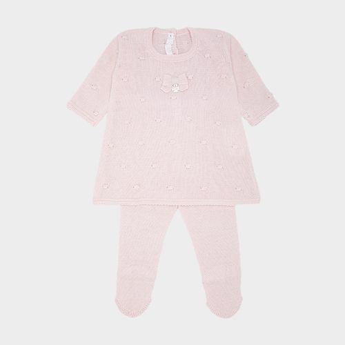 Saída de Maternidade Feminina Tricot Vestido Poás Laço - ROSA