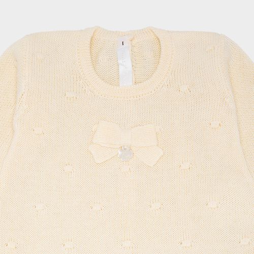Saída de Maternidade Feminina Tricot Vestido Poás Laço - AMARELO